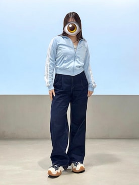 「adidas（アディダス）のアイテム（ジャージ、ブルー系）」を使った、もかさん（レディース・159cm）の春コーディネート