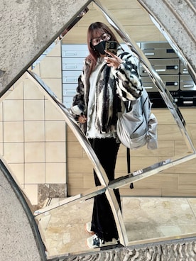 「アイテム（バックパック/リュック）」を使った、もかさん（レディース・159cm）の冬コーディネート