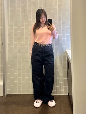 「nyunyuのアイテム（Tシャツ/カットソー、ピンク系）」を使った、もかさん（レディース・159cm）の夏コーディネート