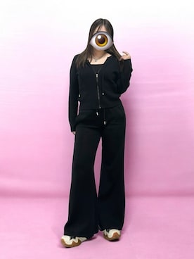「ノーブランド品のアイテム（パーカー、ブラック系）」を使った、もかさん（レディース・159cm）の春コーディネート