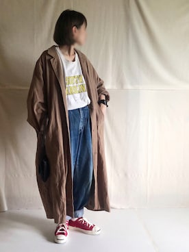 「秋トレンド2021」｜「アイテム（シャツワンピース）」を使った、はなこさん（レディース・160cm）の秋コーディネート