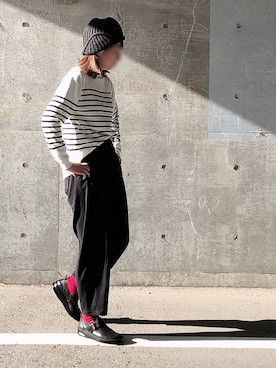 「アイテム（ニットキャップ/ビーニー、グレー系）」を使った、はなこさん（レディース・160cm）の冬コーディネート