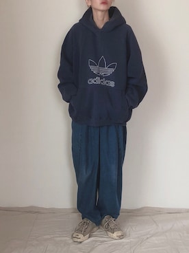 「MERLOT（メルロー）のアイテム（デニムパンツ）」を使った、はなこさん（レディース・160cm）の秋コーディネート