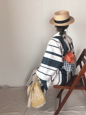 「SALON adam et rope'（サロン アダム エ ロペ）のアイテム（ハット）」を使った、はなこさん（レディース・160cm）の夏コーディネート