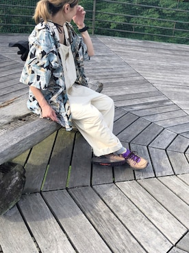 「キャンプスタイル」｜「アイテム（オールインワン・サロペット）」を使った、はなこさん（レディース・160cm）の夏コーディネート