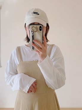「ehka sopo（エヘカソポ）のアイテム（ジャンパースカート）」を使った、okayuさん（レディース・152cm）の春コーディネート