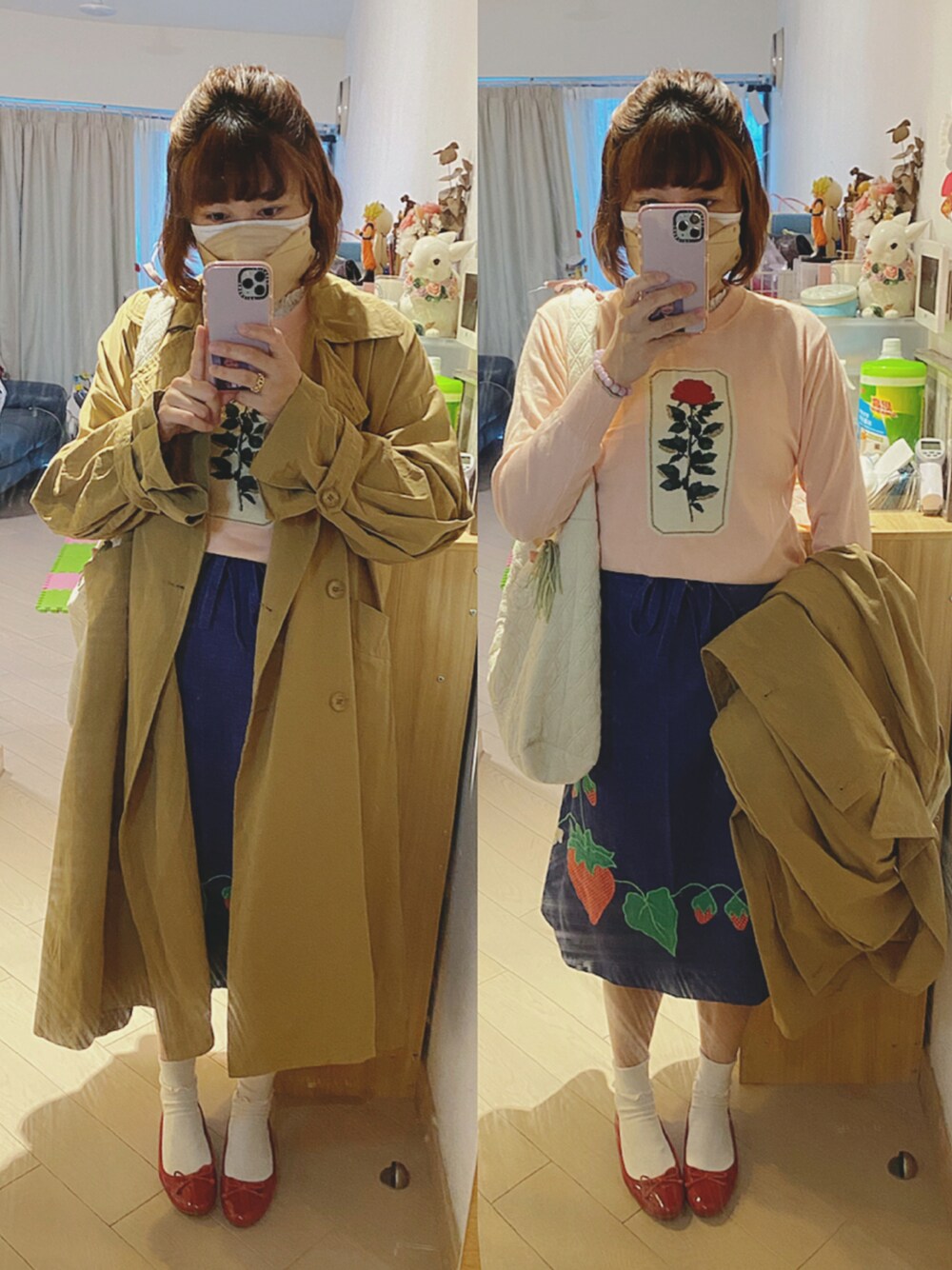 「Libra Cueのパフボリュームトレンチコート（トレンチコート、ベージュ系）」を使った、siheungさん（レディース・158cm）の春コーディネートの1枚目の写真