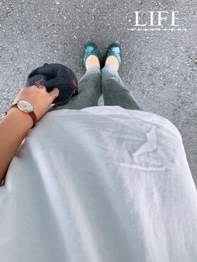 「アイテム（バレエシューズ、グリーン系）」を使った、Kamiumeさん（レディース・160cm）の夏コーディネート