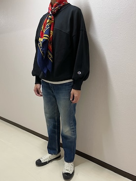 「AMERI」｜「アイテム（スウェット）」を使った、h299hiroさん（メンズ・174cm）の秋コーディネート