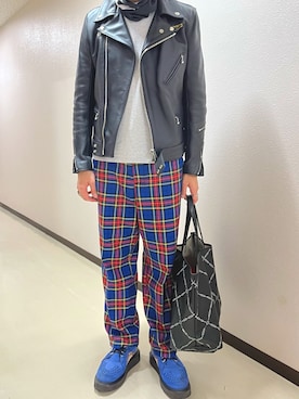 「アイテム（その他シューズ、ブルー系）」を使った、h299hiroさん（メンズ・174cm）の秋コーディネート