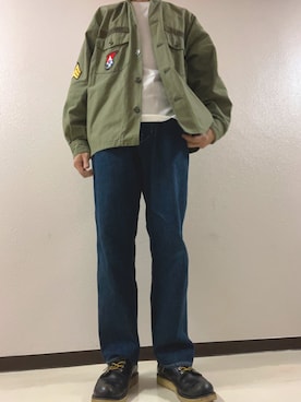 「marka（マーカ）のアイテム（ミリタリージャケット）」を使った、h299hiroさん（メンズ・174cm）の秋コーディネート