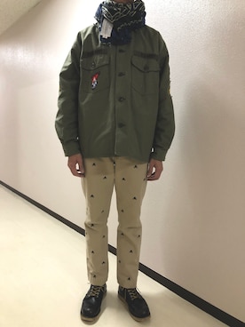 「marka（マーカ）のアイテム（ミリタリージャケット）」を使った、h299hiroさん（メンズ・174cm）の冬コーディネート