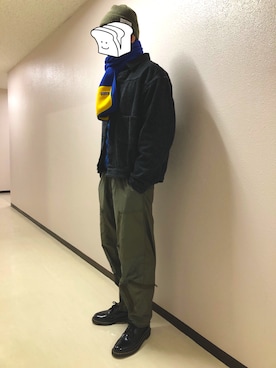 「ニットキャップ」｜「アイテム（デニムジャケット）」を使った、h299hiroさん（メンズ・174cm）の冬コーディネート
