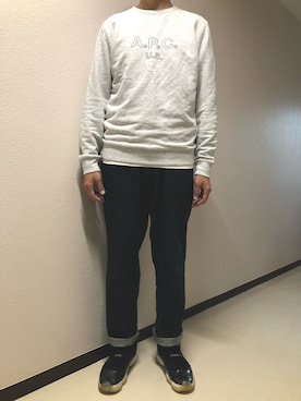 「A.P.C.（アーペーセー）のアイテム（スウェット）」を使った、h299hiroさん（メンズ・174cm）の秋コーディネート