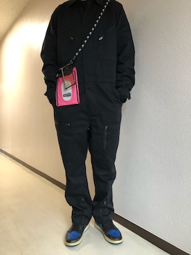 「つなぎ」｜「アイテム（財布/小物）」を使った、h299hiroさん（メンズ・174cm）の秋コーディネート