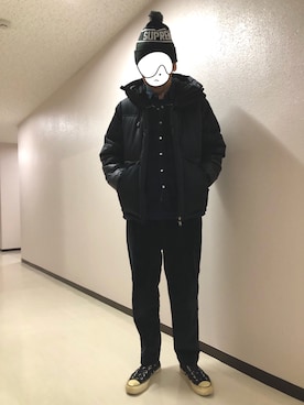 「ブラックウォッチ」｜「アイテム（ダウンジャケット/コート）」を使った、h299hiroさん（メンズ・174cm）の冬コーディネート