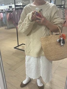 「アイテム（かごバッグ）」を使った、na!さん（レディース・157cm）の冬コーディネート