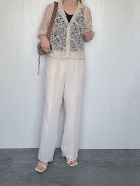「ホワイトパンツ」｜「アイテム（スラックス）」を使った、Chisato  さん（レディース・158cm）の夏コーディネート
