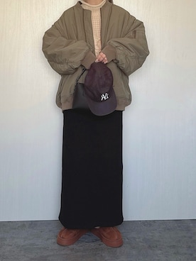 「CIAOPANIC TYPY（チャオパニックティピー）のアイテム（MA-1）」を使った、Chisato  さん（レディース・158cm）の冬コーディネート