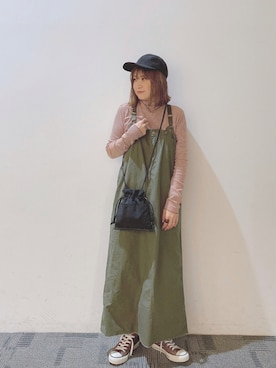 「アイテム（オールインワン・サロペット、グリーン系）」を使った、Chisato  さん（レディース・157cm）の秋コーディネート