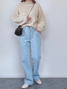 「NYLAUS（ナイラス）のアイテム（パンツ）」を使った、Chisato  さん（レディース・158cm）の冬コーディネート