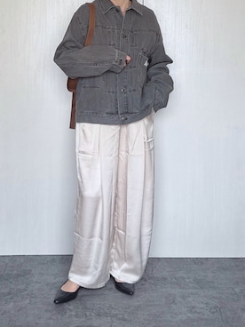 「GEVACO（ゲバコ）の【GEVACO/ゲバコ】デニムジャケット（デニムジャケット、グレー系）」を使った、Chisato  さん（レディース・158cm）の春コーディネート