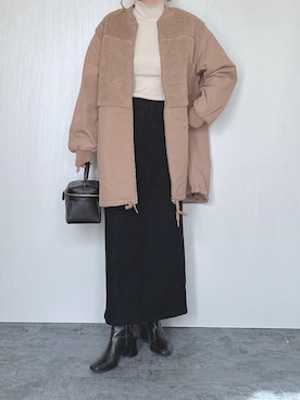 「libelle more（リベル モア）のアイテム（その他アウター）」を使った、Chisato  さん（レディース・158cm）の冬コーディネート