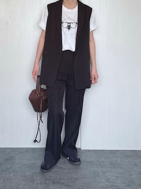 「magicmindのアイテム（Tシャツ/カットソー、ホワイト系）」を使った、Chisato  さん（レディース・158cm）の春コーディネート