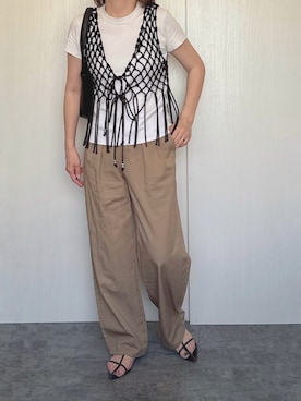 「GU（ジーユー）のアイテム（チノパンツ）」を使った、Chisato  さん（レディース・158cm）の夏コーディネート