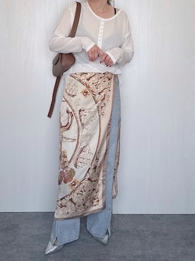 「CIAOPANIC TYPY（チャオパニックティピー）の【新色追加】【lil】アソートデザインスカーフ（バンダナ/スカーフ）」を使った、Chisato  さん（レディース・158cm）の秋コーディネート