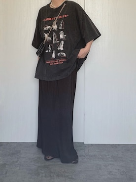 「CIAOPANIC TYPY（チャオパニックティピー）の【SG】パウダー加工プリント&刺繍TEE（Tシャツ/カットソー、グレー系）」を使った、Chisato  さん（レディース・158cm）の春コーディネート