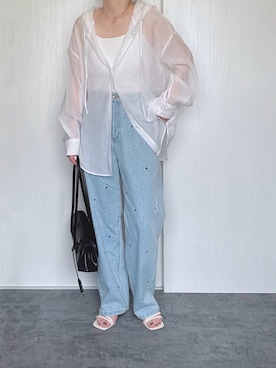 「Aunely（オーネリー）のアイテム（トップス）」を使った、Chisato  さん（レディース・158cm）の夏コーディネート