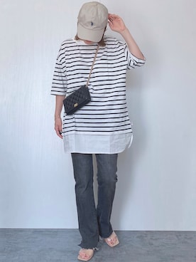 「libelle more（リベル モア）のアイテム（トップス）」を使った、Chisato  さん（レディース・158cm）の夏コーディネート