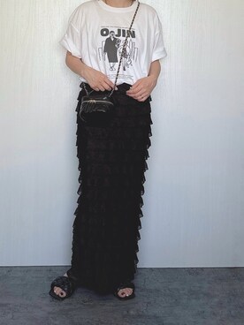 「tiptop（ティップトップ）の段々フリルナロースカート（スカート）」を使った、Chisato  さん（レディース・158cm）の夏コーディネート