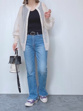 「Chaco closet（チャコ クローゼット）のアイテム（カーディガン/ボレロ）」を使った、Chisato  さん（レディース・158cm）の春コーディネート