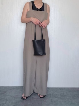 「アイテム（オールインワン・サロペット、ブラウン系）」を使った、Chisato  さん（レディース・158cm）の夏コーディネート