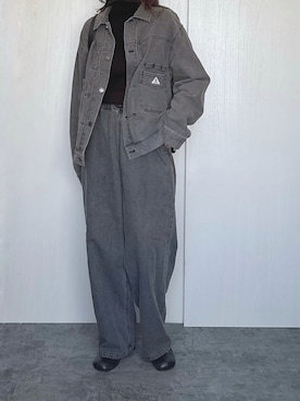 「ワントーンコーデ」｜「アイテム（デニムジャケット）」を使った、Chisato  さん（レディース・158cm）の冬コーディネート