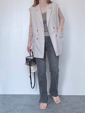 「JUNOAH（ジュノア）のアイテム（Tシャツ/カットソー）」を使った、Chisato  さん（レディース・158cm）の夏コーディネート