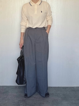 「アイテム（ポロシャツ）」を使った、Chisato  さん（レディース・158cm）の秋コーディネート