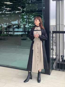 ボレロコンビシャツワンピースを使った人気ファッションコーディネート