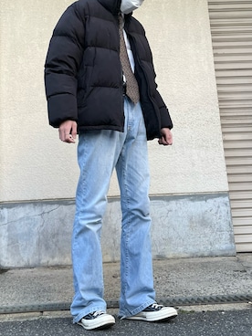 「Chikashitsu +（チカシツプラス）のアイテム（ダウンジャケット/コート）」を使った、ともさん（メンズ・171cm）の冬コーディネート