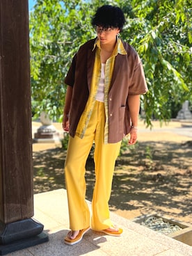 「Adoon plain（アドーンプレーン）のアイテム（パンツ）」を使った、SuZuAさん（メンズ・160cm・20代）の夏コーディネート