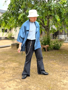 「Adoon plain（アドーンプレーン）のアイテム（パンツ）」を使った、SuZuAさん（メンズ・160cm・20代）の夏コーディネート