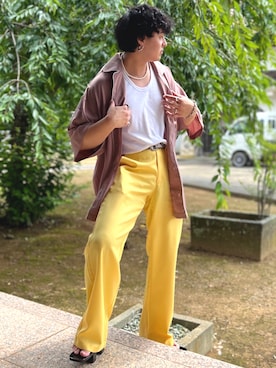 「Adoon plain（アドーンプレーン）のアイテム（パンツ）」を使った、SuZuAさん（メンズ・160cm・20代）の夏コーディネート