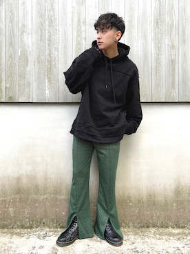 「earth（アース）のアイテム（パンツ）」を使った、SuZuAさん（メンズ・160cm）の秋コーディネート