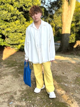 「Adoon plain（アドーンプレーン）のアイテム（パンツ）」を使った、SuZuAさん（メンズ・160cm・20代）の春コーディネート