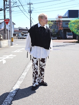 「unlow（アンロー）のアイテム」を使った、SuZuAさん（メンズ・160cm）の春コーディネート