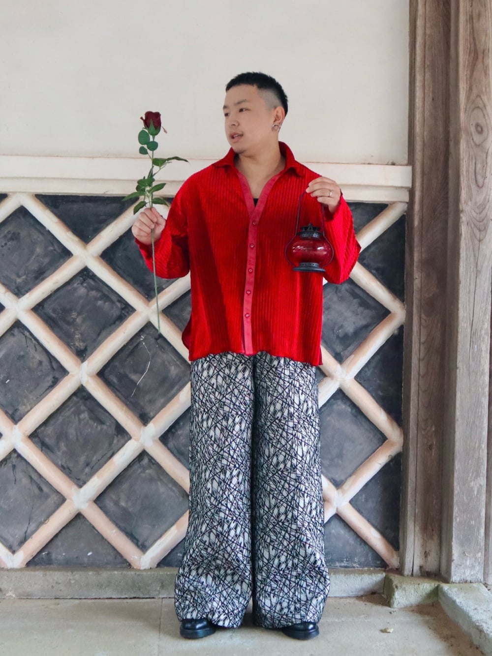 seyto/セイト ジャガードグロッシーフレアパンツ（seyto