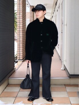 「Adoon plain（アドーンプレーン）のアイテム（パンツ）」を使った、SuZuAさん（メンズ・160cm・20代）の冬コーディネート