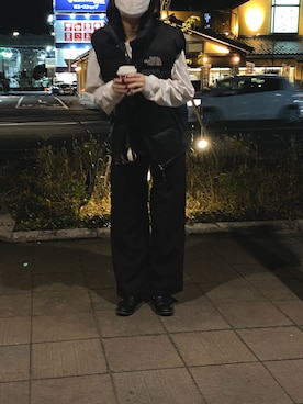 「Happy John（ハッピージョン）のアイテム（スラックス）」を使った、unaさん（レディース・158cm）の冬コーディネート